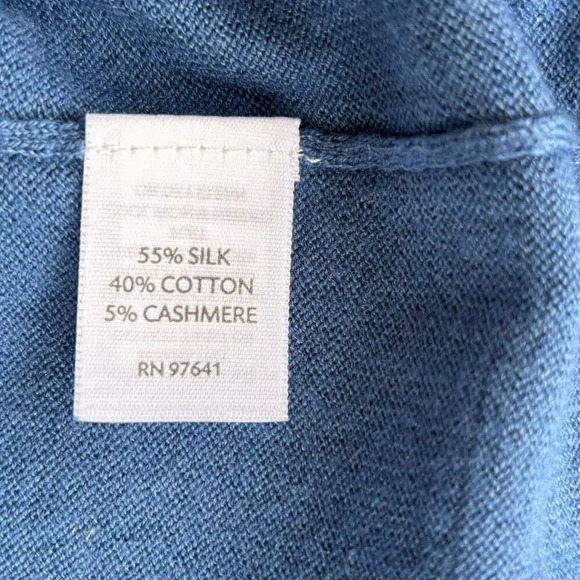 J.Jill Silk Cotton Cashmere V-neck Cardigan Size L Blue Super Soft Lightweight - Picture 6 of 7